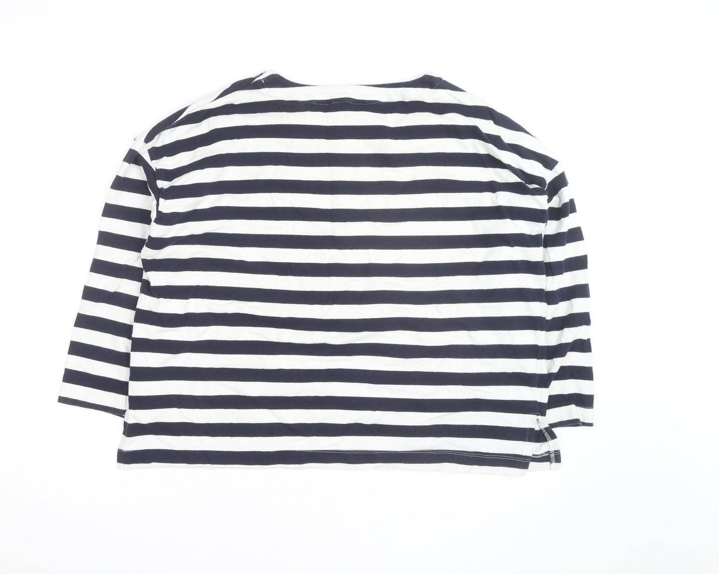 U.S. Polo Assn. Womens Blue White Striped 3/4 Sleeve Cotton T-Shirt Size 14