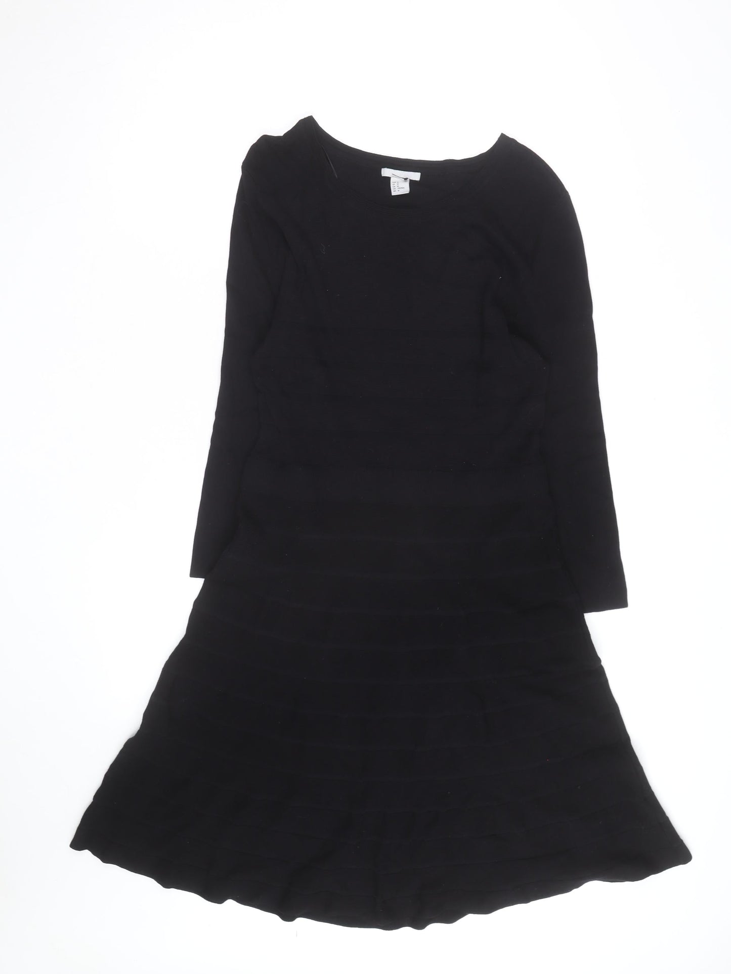Esprit Women’s Black Knit Fit & Flare Dress Size M Long Sleeve