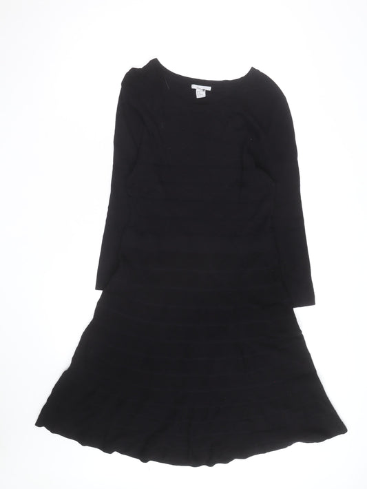 Esprit Women’s Black Knit Fit & Flare Dress Size M Long Sleeve