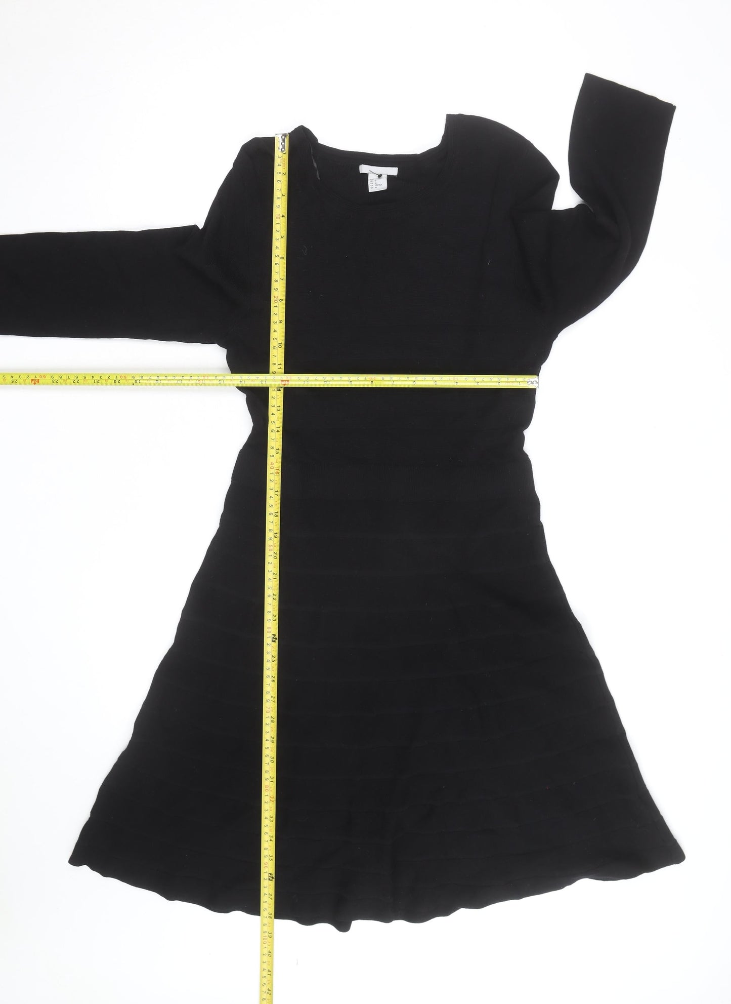 Esprit Women’s Black Knit Fit & Flare Dress Size M Long Sleeve