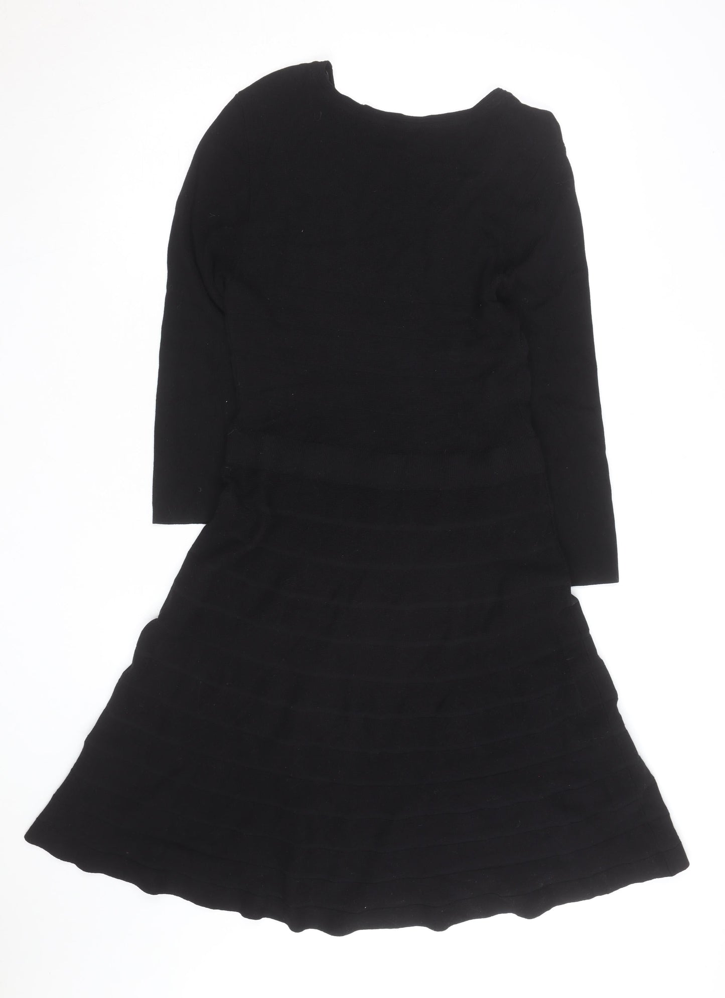 Esprit Women’s Black Knit Fit & Flare Dress Size M Long Sleeve