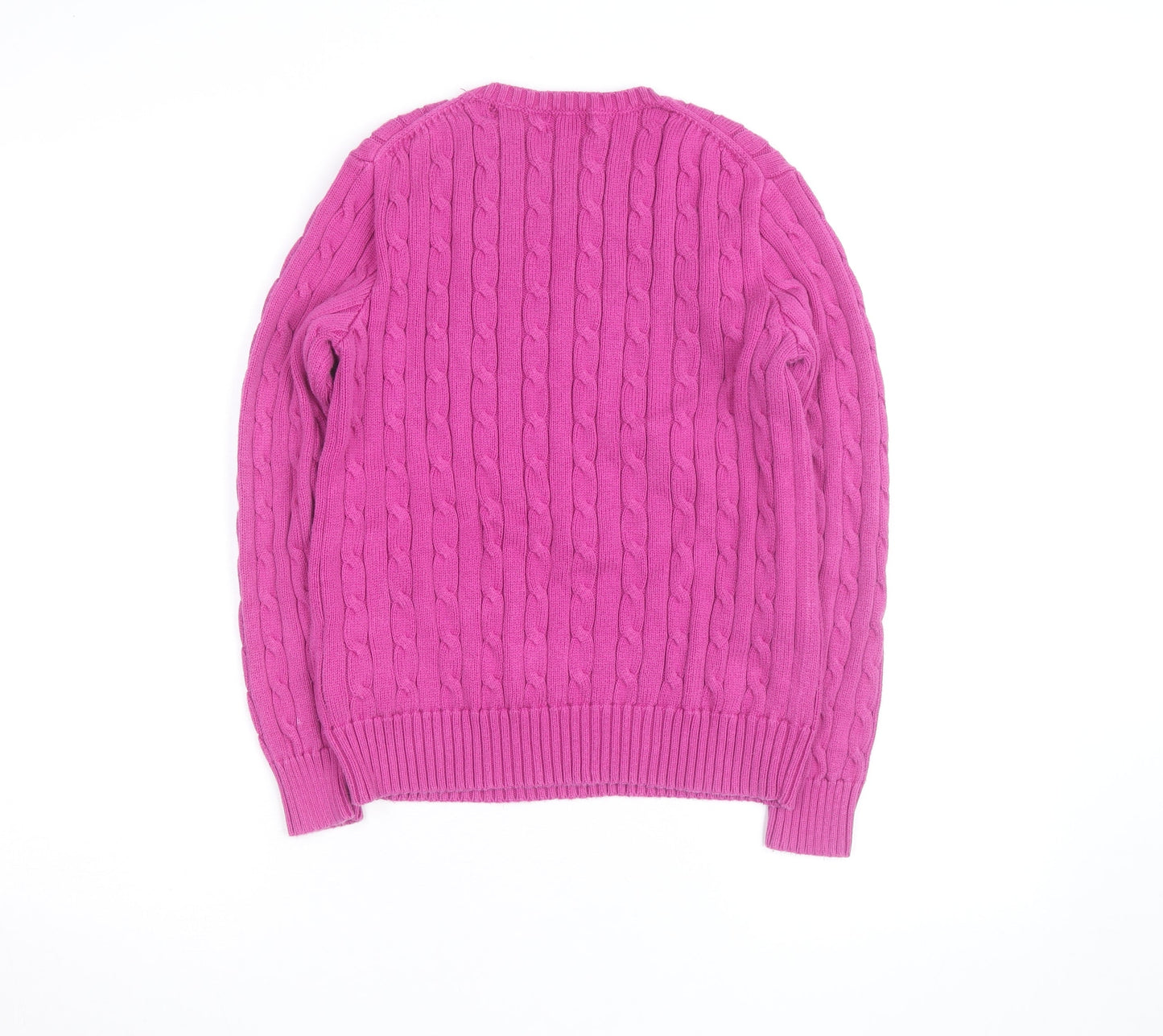Ralph Lauren Women's Pink Cable-Knit Cotton Jumper Size M