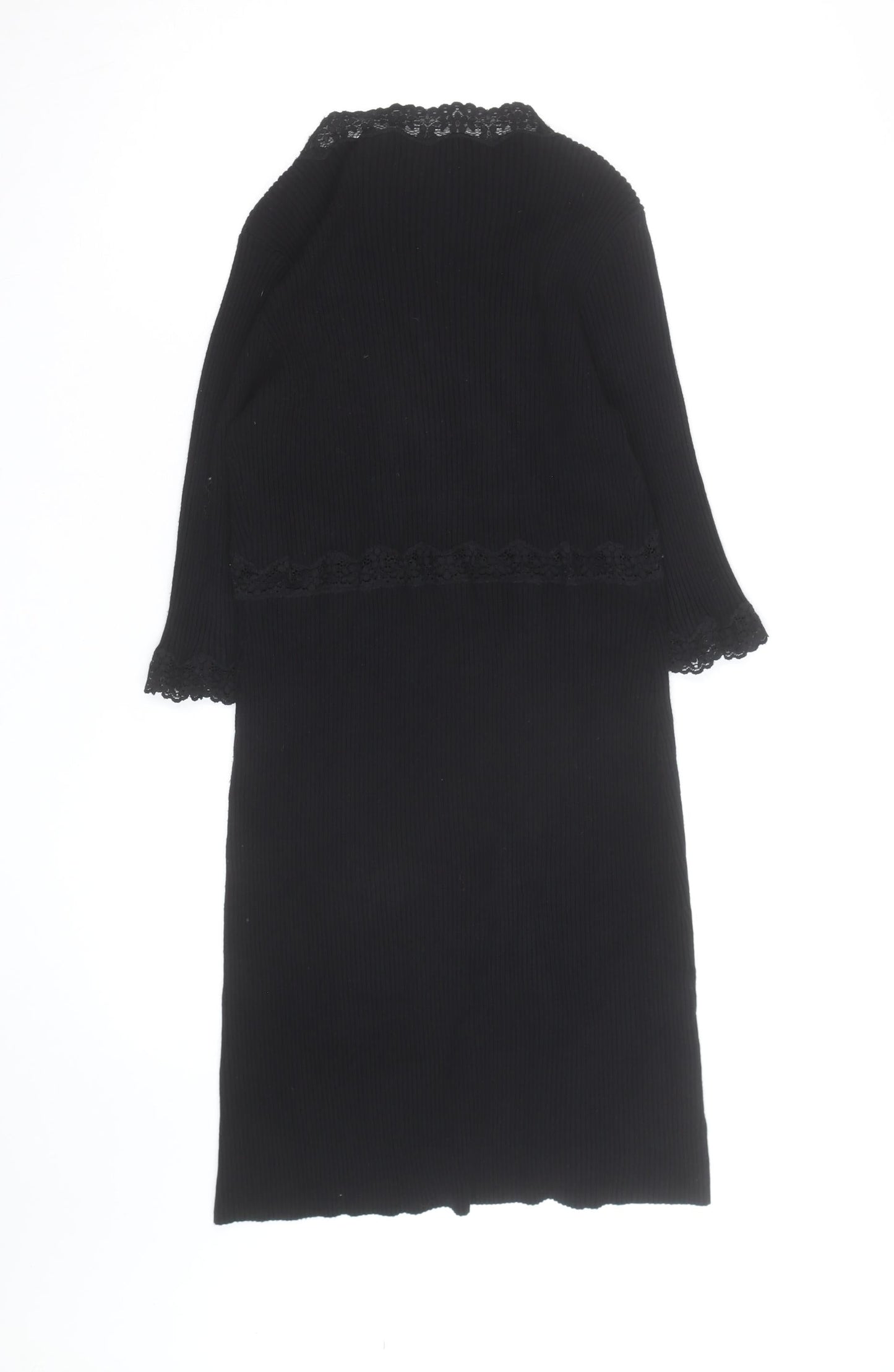 Marks and Spencer Women’s Black Lace Bodycon Knit Dress Size 14