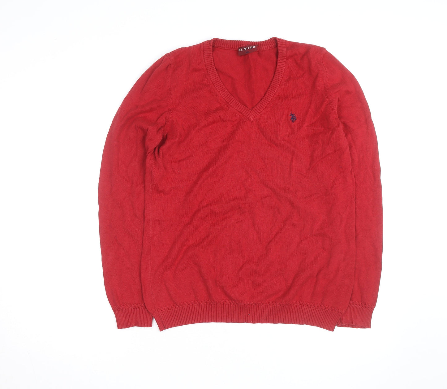U.S. Polo Assn. Men's Red Cotton V-Neck Jumper 2XL