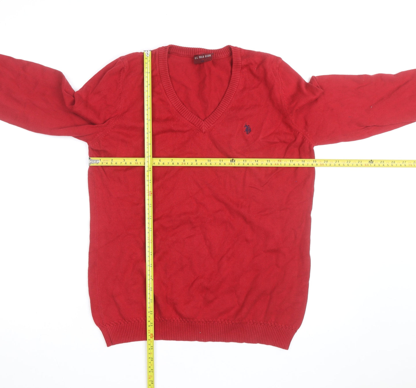 U.S. Polo Assn. Men's Red Cotton V-Neck Jumper 2XL