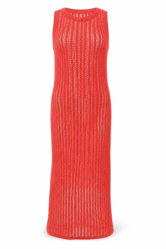 Marks & Spencer Women's Red Knit Midi Slip Dress Small Summer Beachwear