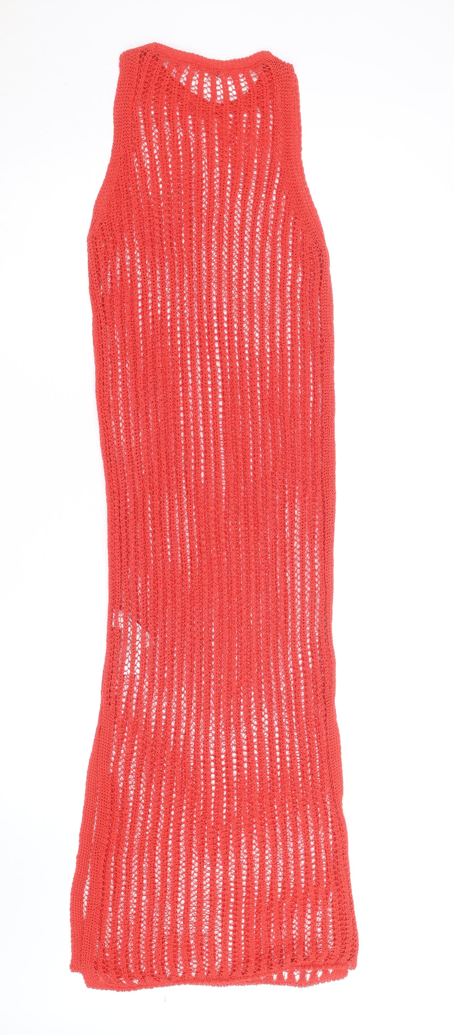 Marks and Spencer Women's Red Knit Midi Slip Dress Small Summer Beachwear