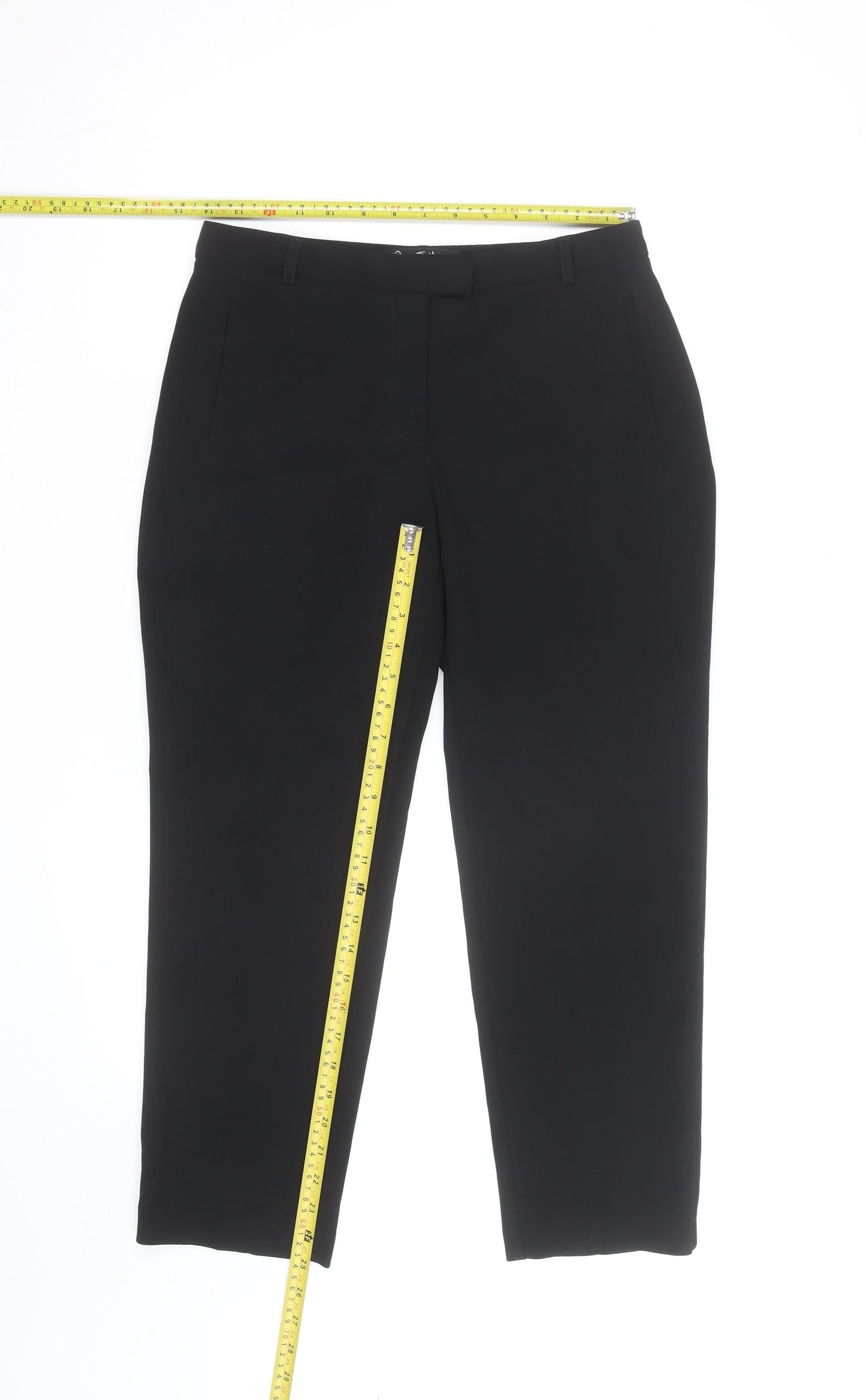 Miss Selfridge Women Black Slim Tailored Ankle Trousers Size 10