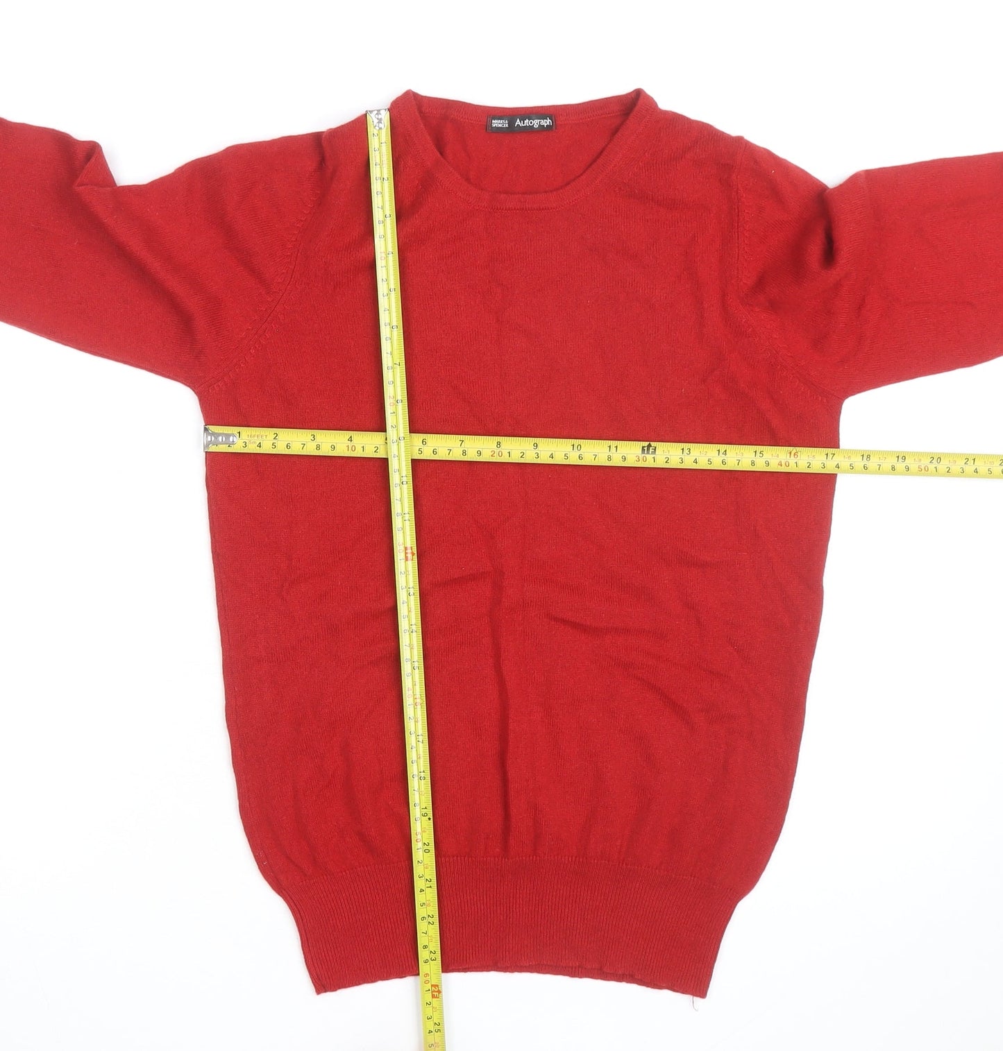 Marks and Spencer Women Red Cashmere Crew Neck Jumper Size 16