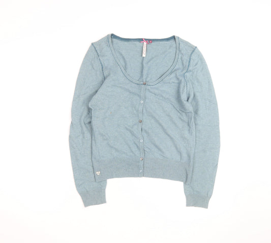 White Stuff Women’s Blue Knit Button Cardigan Size 10 Wool Blend