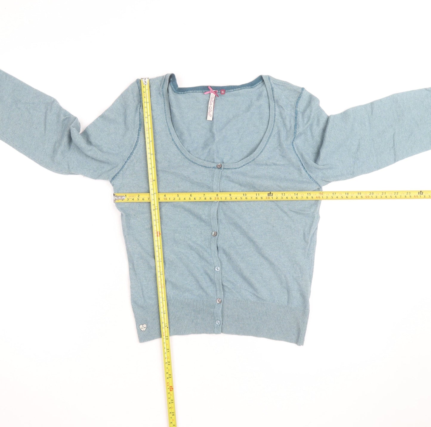 White Stuff Women’s Blue Knit Button Cardigan Size 10 Wool Blend