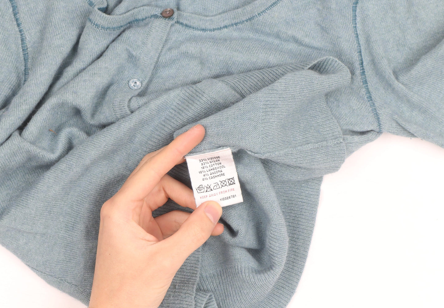 White Stuff Women’s Blue Knit Button Cardigan Size 10 Wool Blend