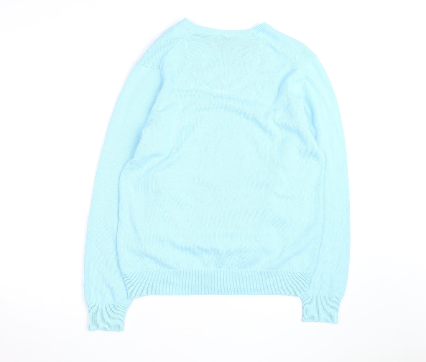 Marks and Spencer Blue Harbour Men's Blue V-Neck Cotton Jumper M
