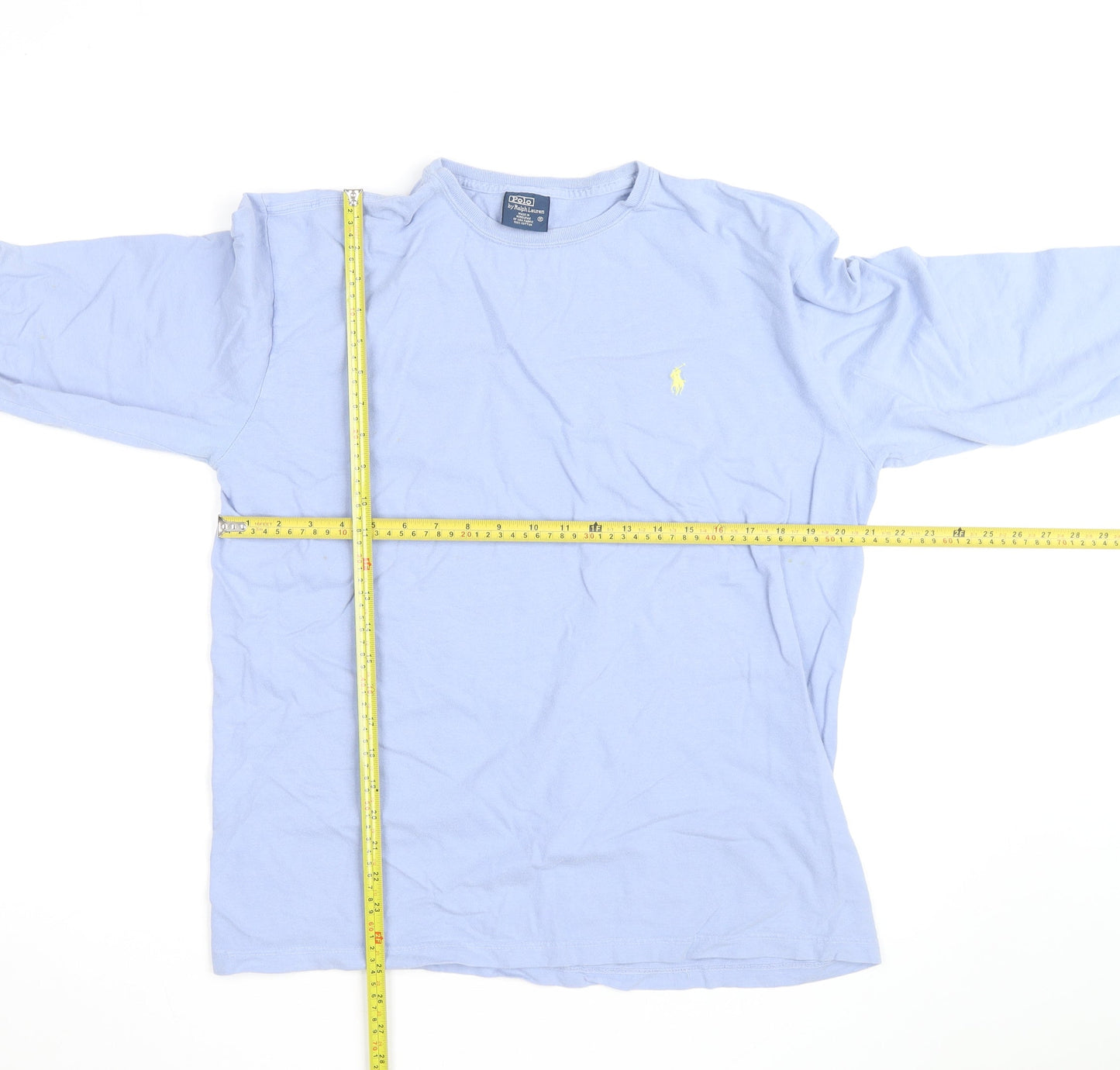 Ralph Lauren Men's Blue Long Sleeve Cotton Crew Neck Casual Top M