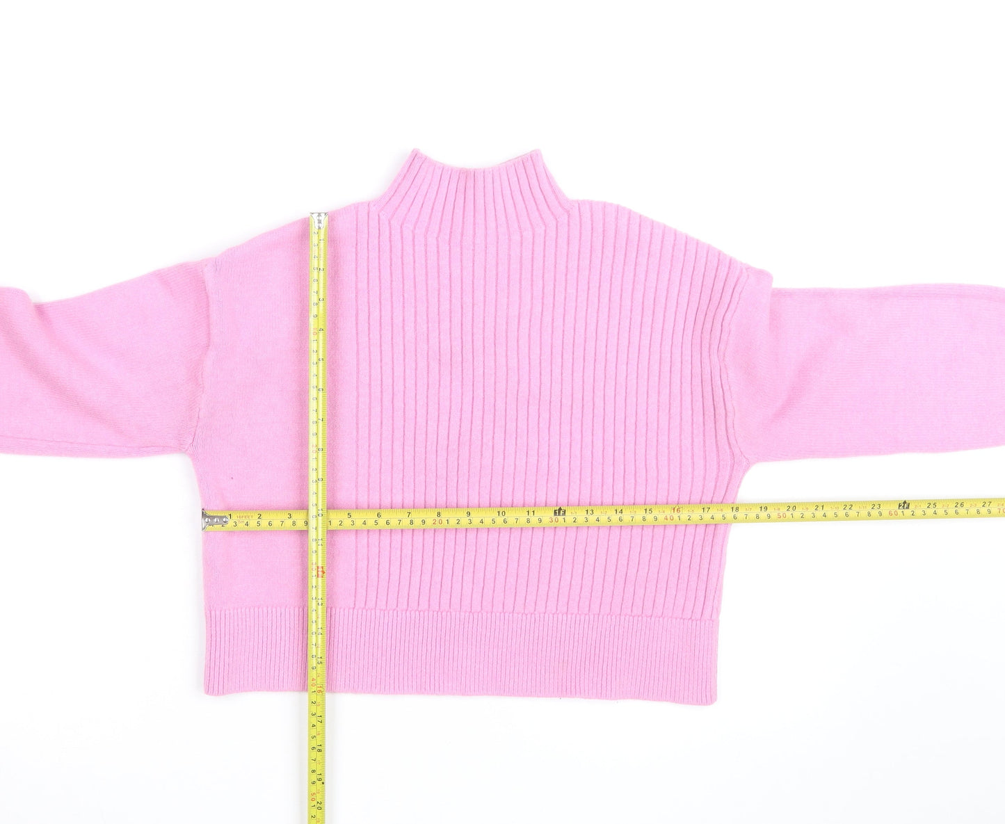 River Island Women’s Pink Mock Neck Ribbed Knit Jumper Size S