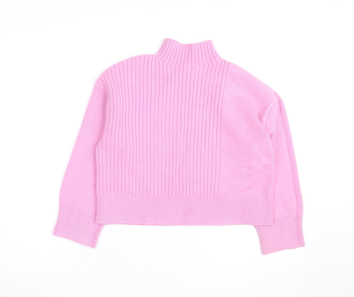 River Island Women’s Pink Mock Neck Ribbed Knit Jumper Size S