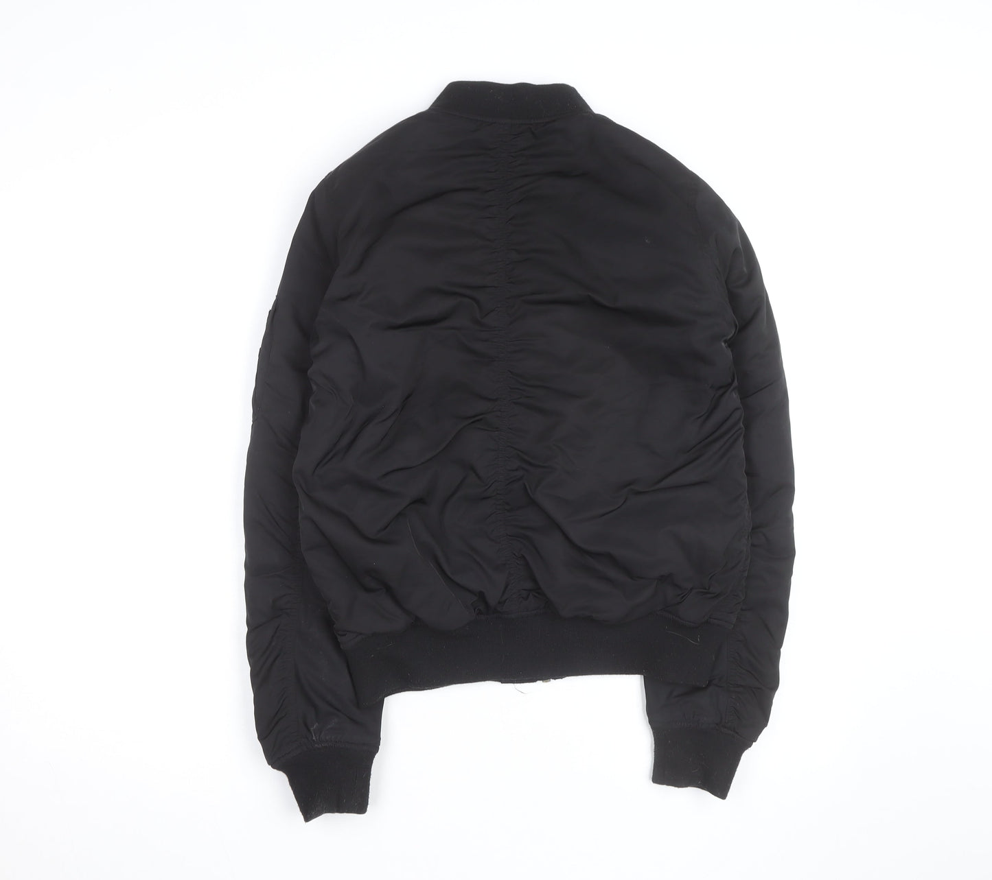 Topshop Women's Black Bomber Jacket UK 10 Zip Lined Casual
