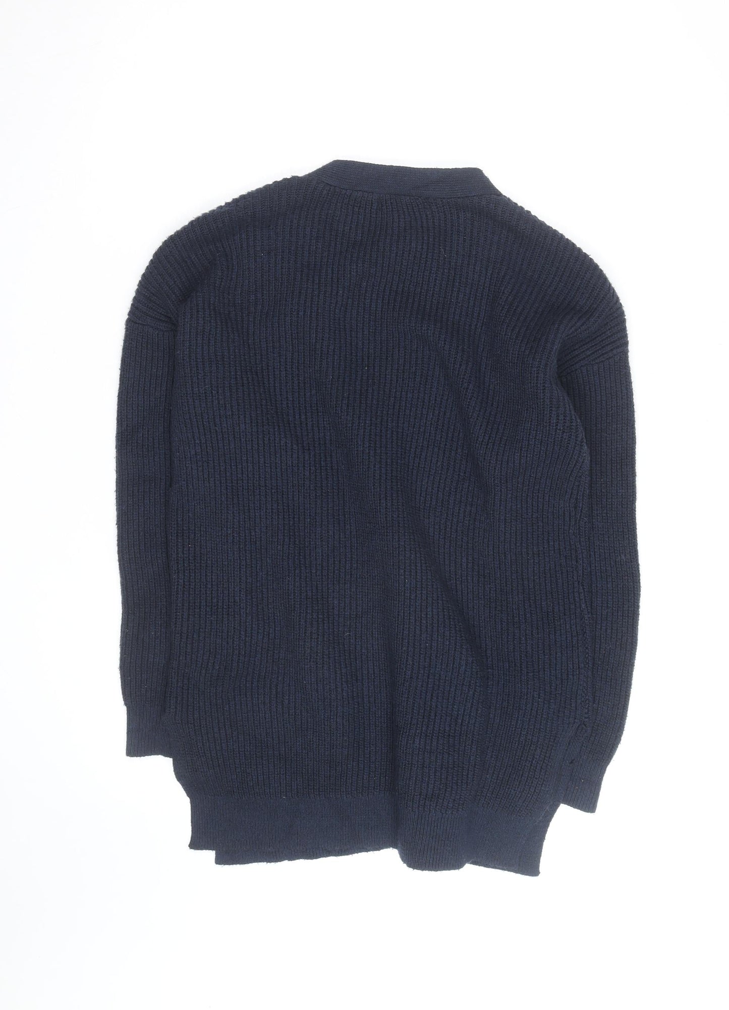 Marks and Spencer Men's Blue Wool Blend Cardigan Medium