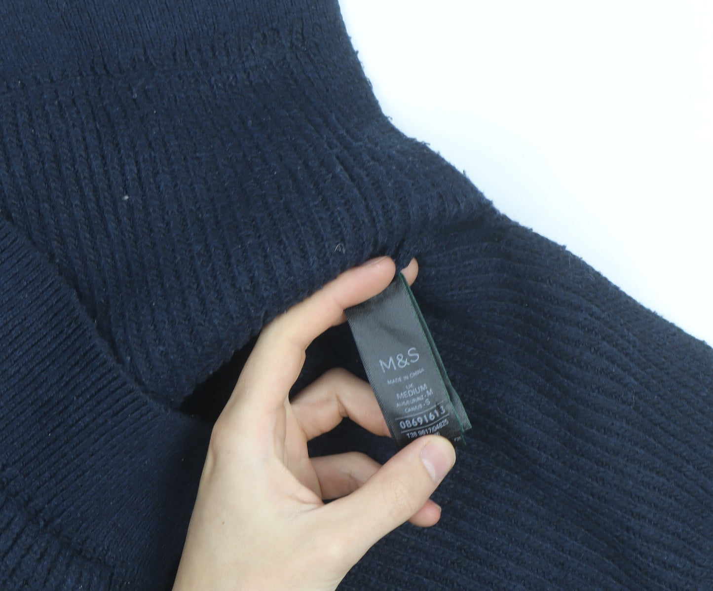 Marks and Spencer Men's Blue Wool Blend Cardigan Medium