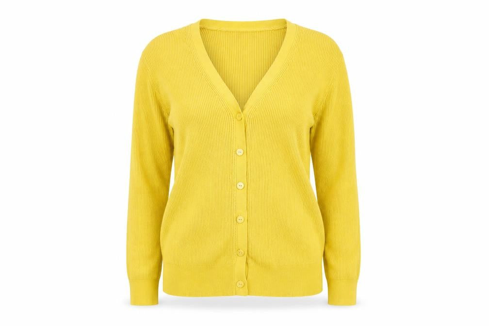 Marks & Spencer Women’s Yellow V-Neck Button Cardigan Size 14