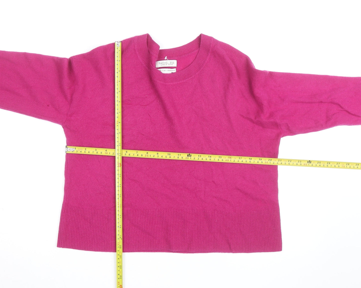 Rachel Zoe Women's Pink Cashmere Crew Neck Long Sleeve Jumper Size L