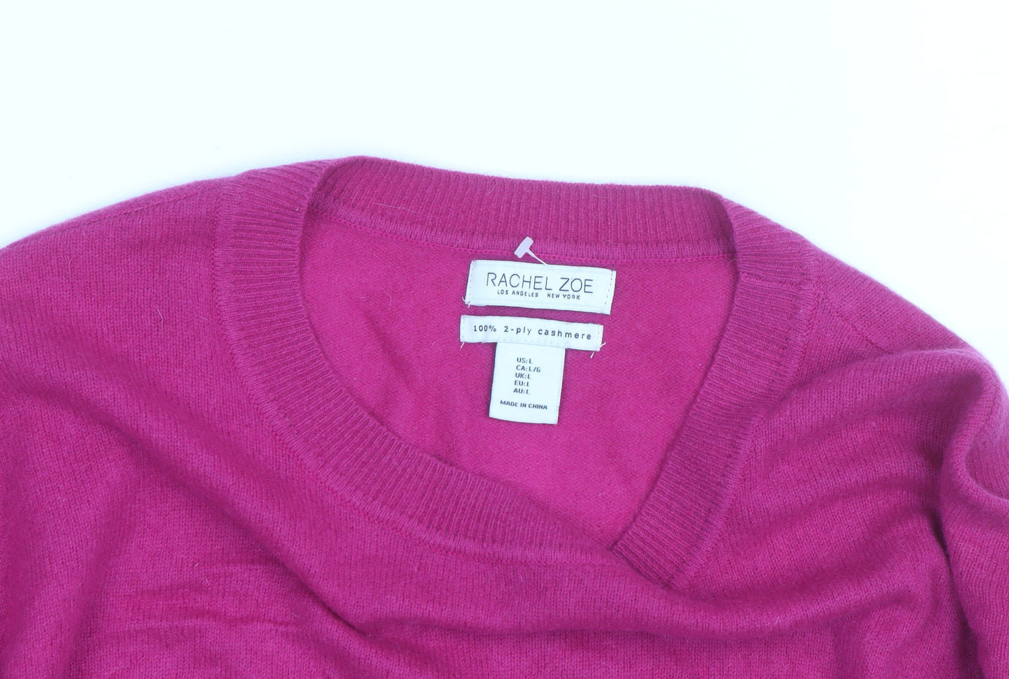Rachel Zoe Women's Pink Cashmere Crew Neck Long Sleeve Jumper Size L