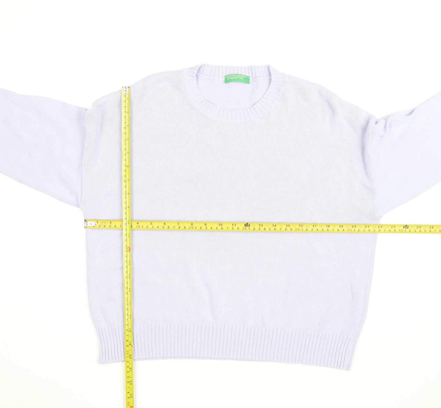United Colors of Benetton Men's White Cotton Crew Neck Jumper M
