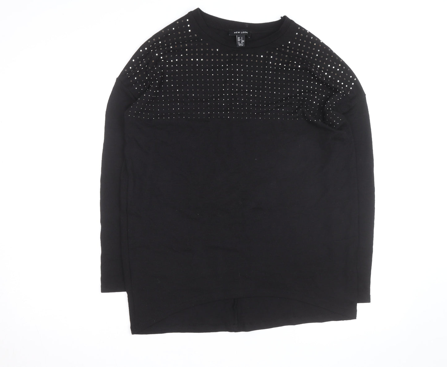 New Look Men’s Black Studded Crew Neck Long Sleeve Jumper Size S