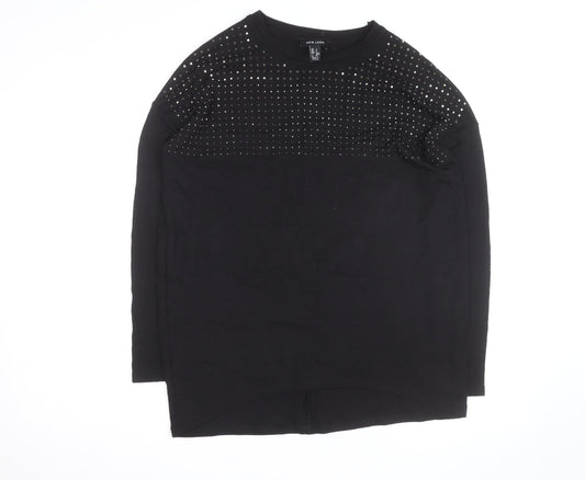 New Look Men’s Black Studded Crew Neck Long Sleeve Jumper Size S