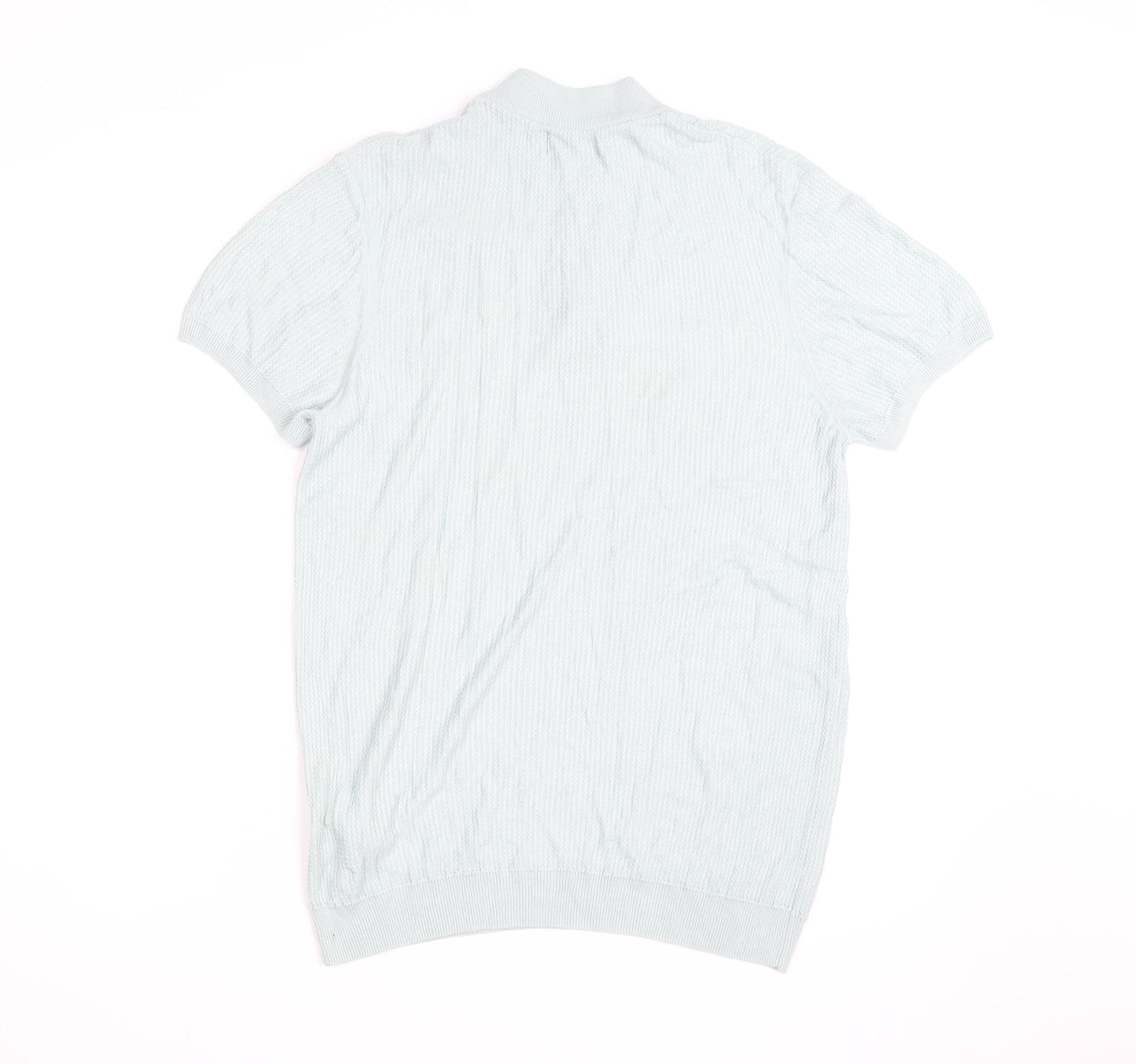 Zara Man Mint Green Short Sleeve Knit Collared Shirt Medium