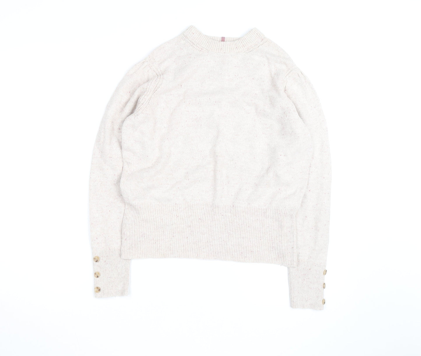 Marks and Spencer Women Beige Wool Blend High Neck Jumper Size 14