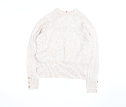 Marks and Spencer Women Beige Wool Blend High Neck Jumper Size 14