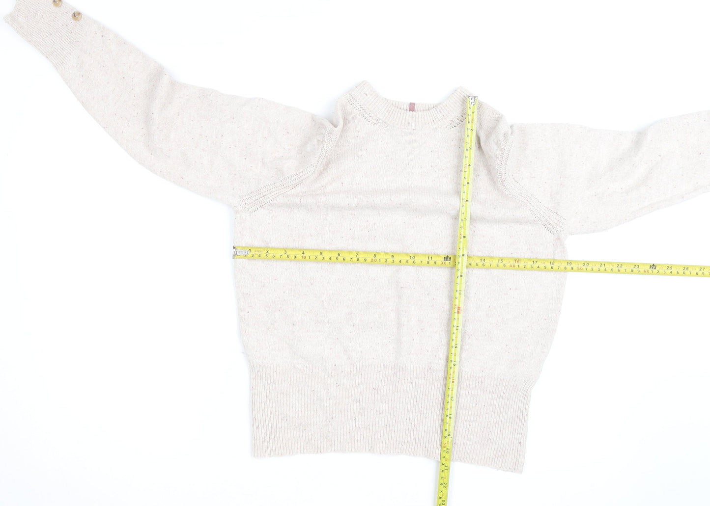 Marks and Spencer Women Beige Wool Blend High Neck Jumper Size 14