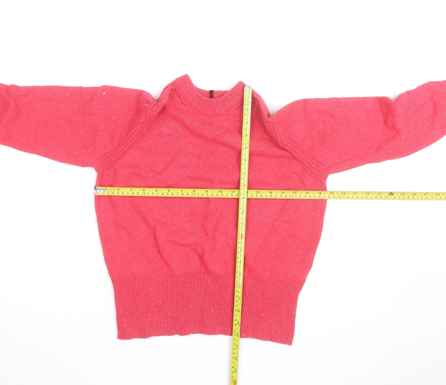 Marks and Spencer Women Pink High Neck Button Sleeve Knit Jumper Size 14
