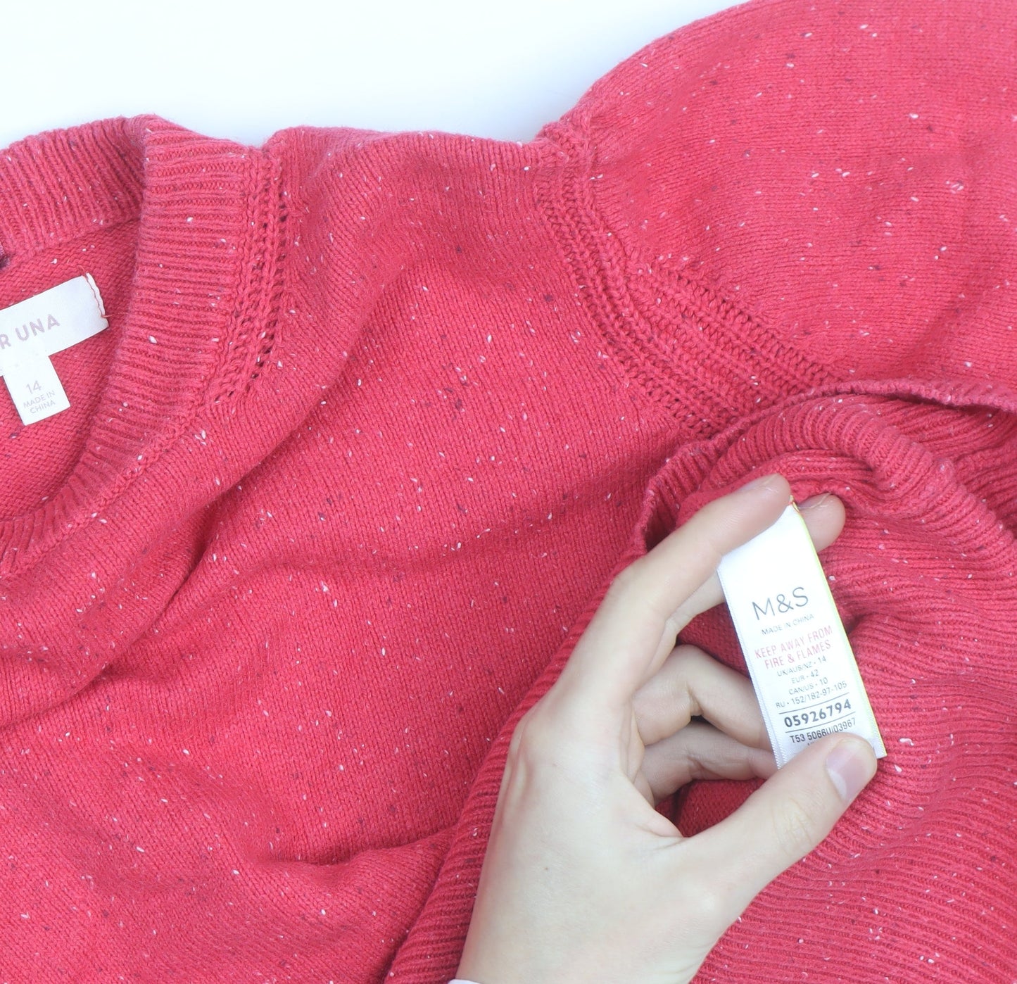 Marks and Spencer Women Pink High Neck Button Sleeve Knit Jumper Size 14