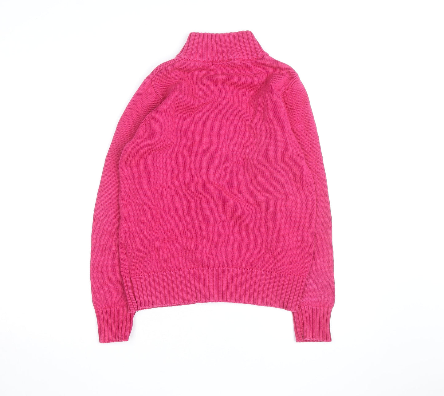 WM Women's Pink Cotton Full Zip High Neck Jumper Size S 10-12