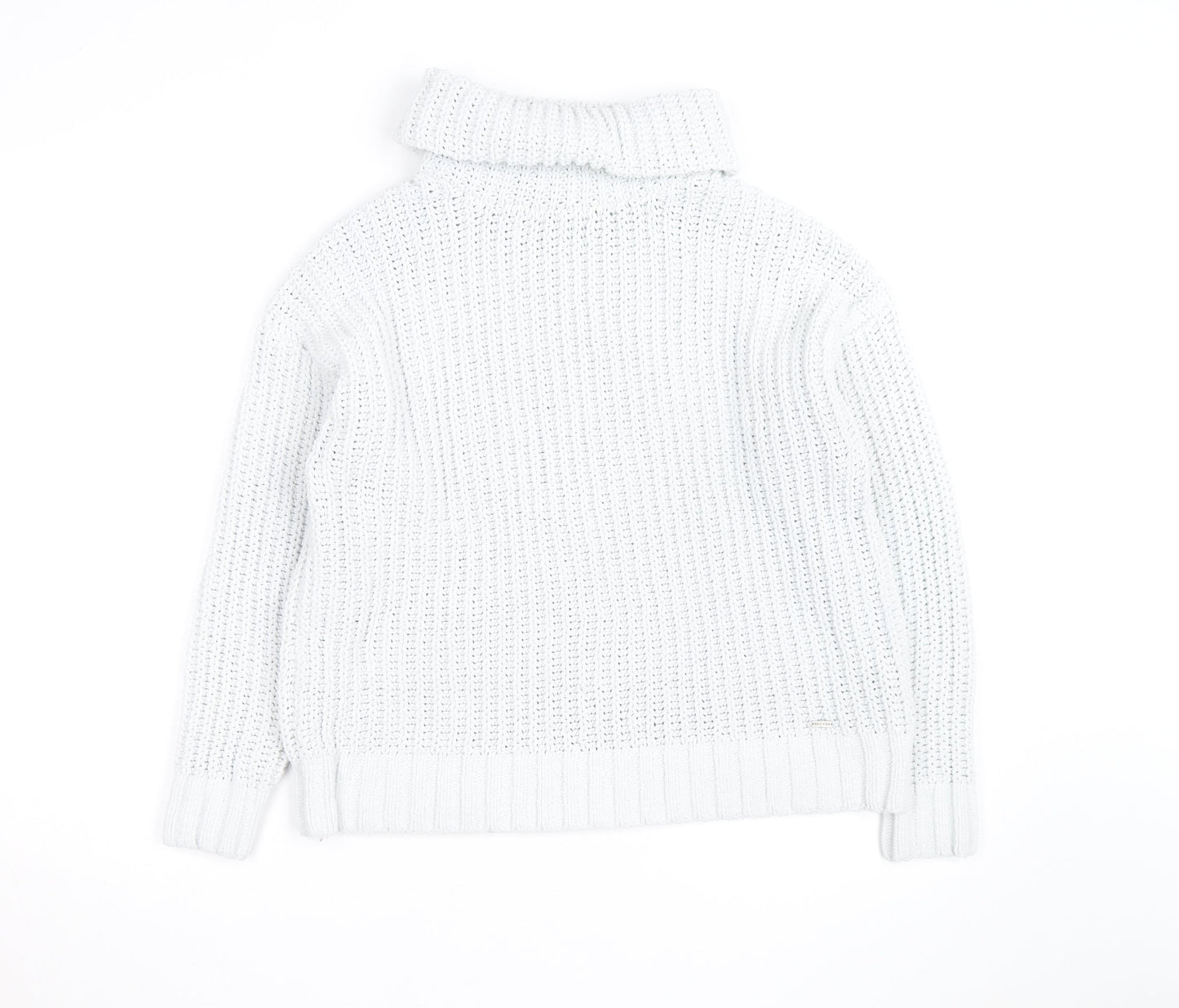 Hollister Men’s White Chunky Roll Neck Cotton Jumper XS