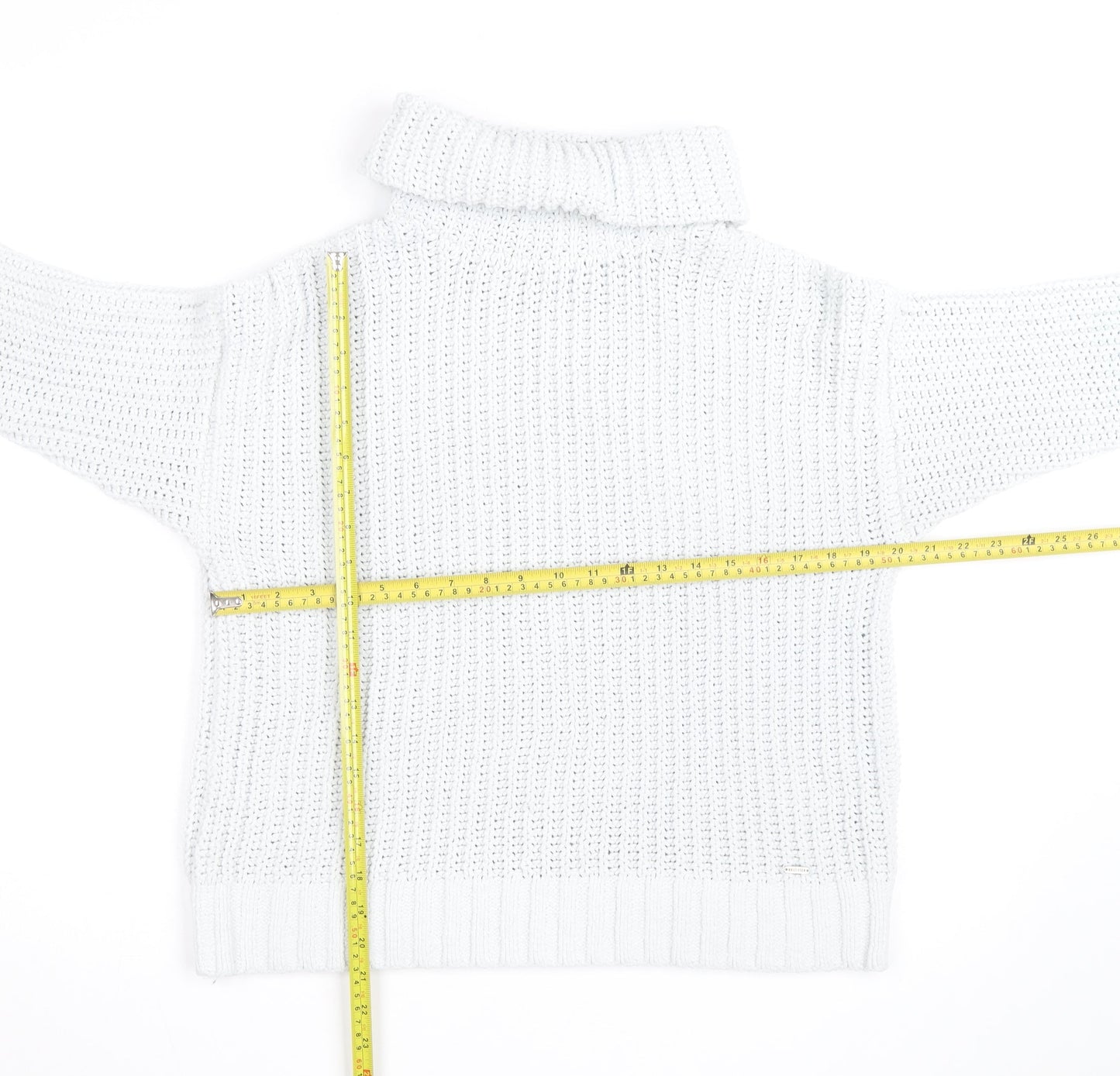 Hollister Men’s White Chunky Roll Neck Cotton Jumper XS