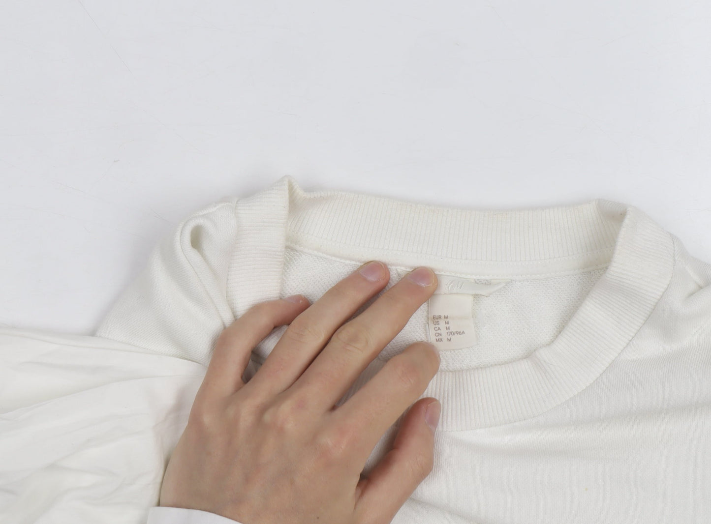 H&M Women’s White Puff Sleeve Bow Detail Cotton Jumper Size 12