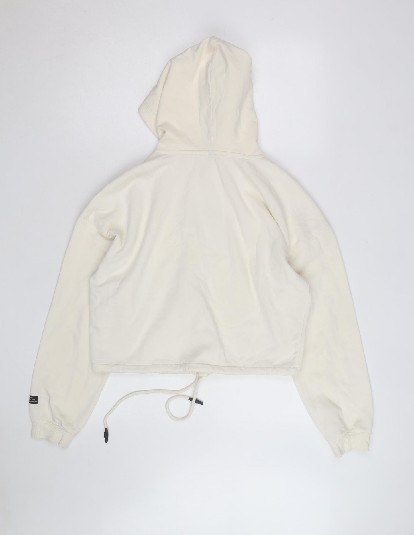 H&M Divided Women’s Beige NASA Cropped Hoodie Size S Drawstring Hem