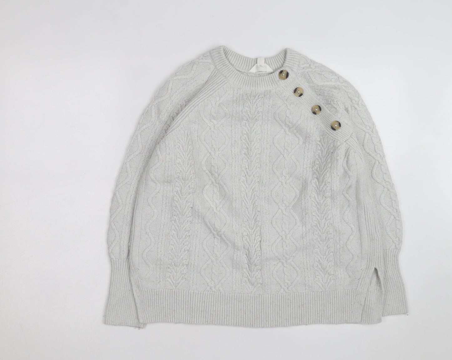 Marks and Spencer Womens Ivory Cable-Knit Button Jumper Size 12