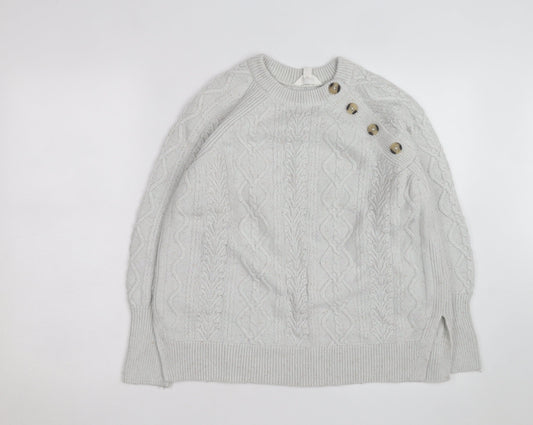 Marks and Spencer Womens Ivory Cable-Knit Button Jumper Size 12