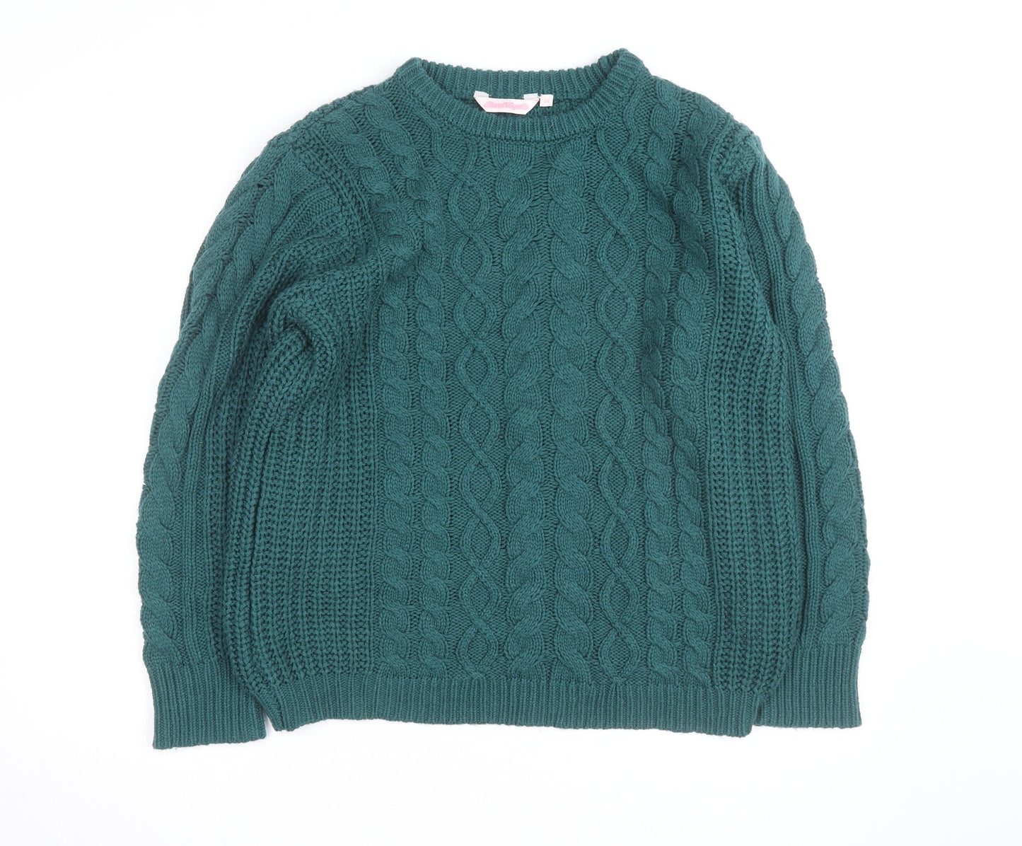 Bench Angels Womens Green Cable Knit Pullover Jumper Size 14
