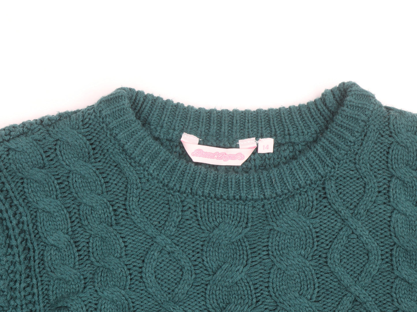 Bench Angels Womens Green Cable Knit Pullover Jumper Size 14