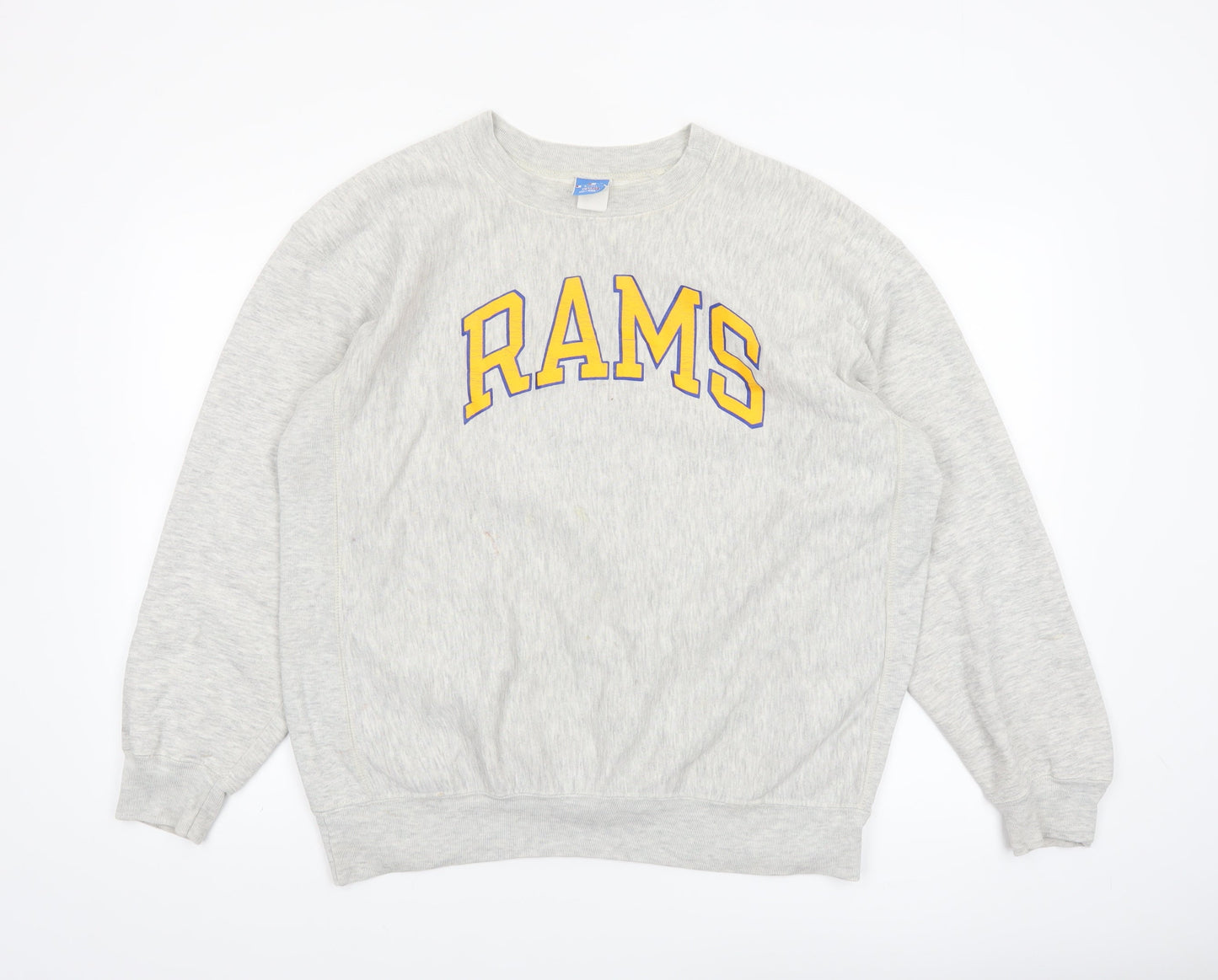 Champion Mens Grey XL Pullover Sweatshirt RAMS Logo Vintage