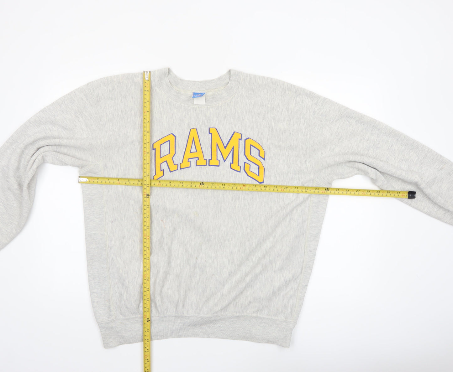 Champion Mens Grey XL Pullover Sweatshirt RAMS Logo Vintage