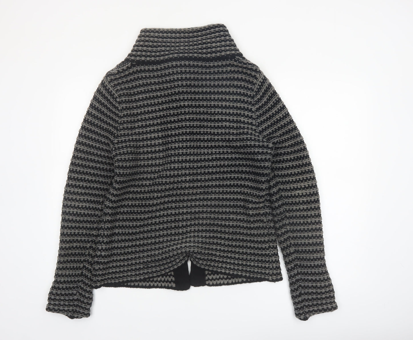 KappAhl Women's Grey Striped Chunky Knit Cardigan Size 14