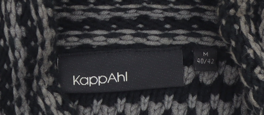 KappAhl Women's Grey Striped Chunky Knit Cardigan Size 14