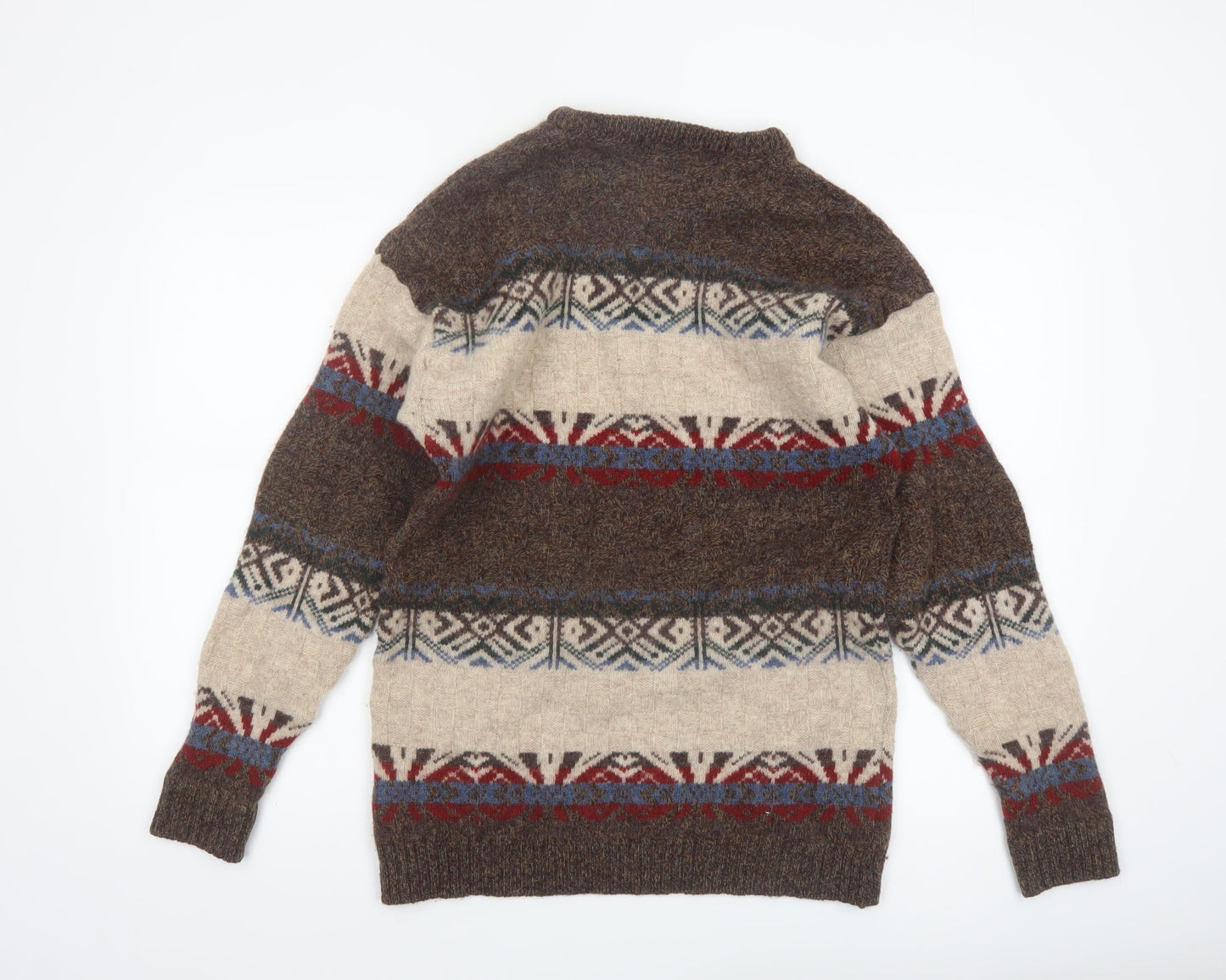BHS Women’s Brown Fair Isle Shetland Wool Jumper L