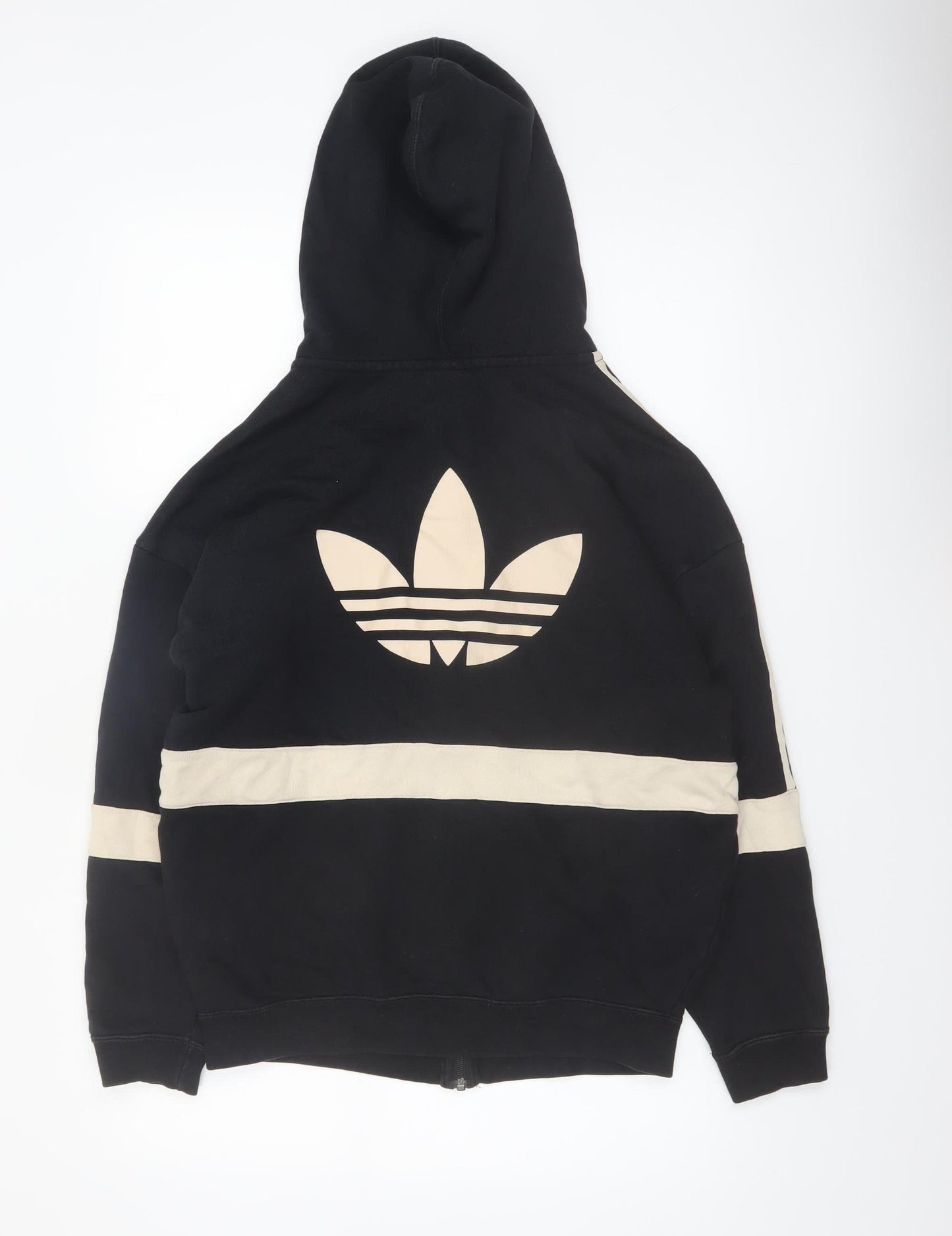 Adidas Womens Black Beige Full Zip Hoodie UK 12 Hooded Sweatshirt
